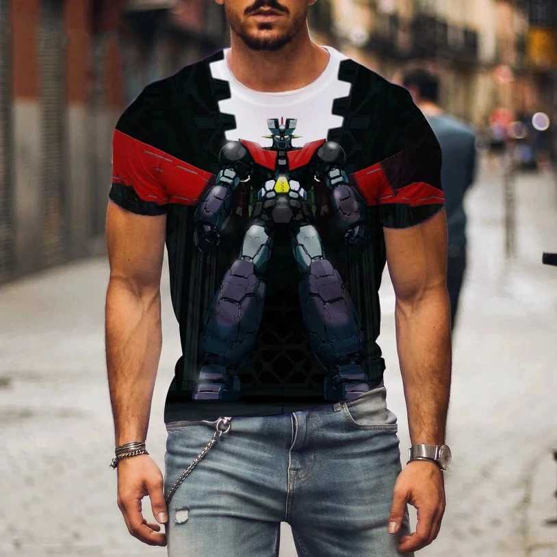 Hot Sale Mazinger Z T Shirt For Men Anime Robot 3D Print Short Sleeve T-shirts Women Fashion Streetwear Harajuku Kids TopsXJ250117