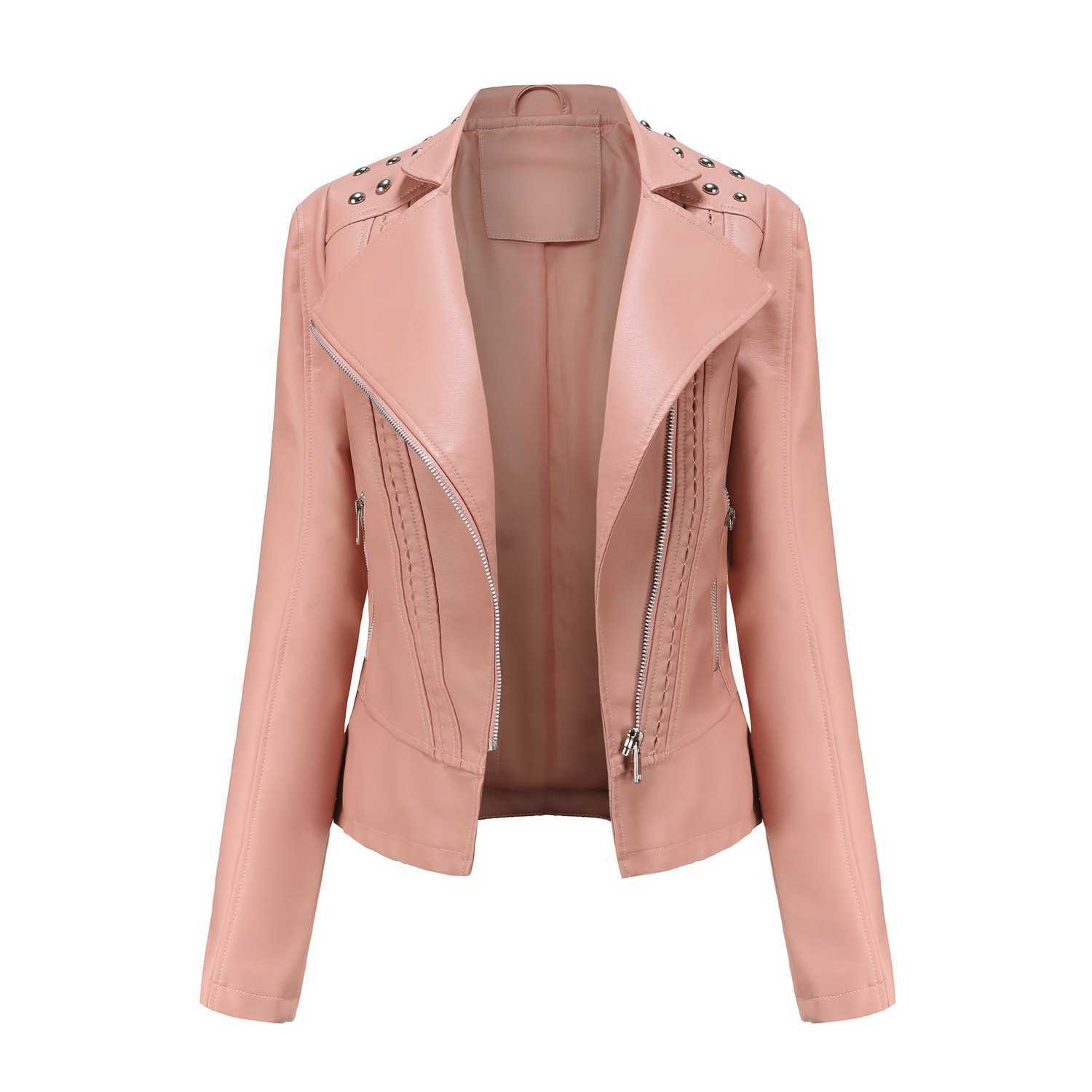 New European Spring Autumn Womens Leather Jacket Womens Slim Small Coat Womens Motorcycle Clothes Womens Leather Womens Jacket 241209