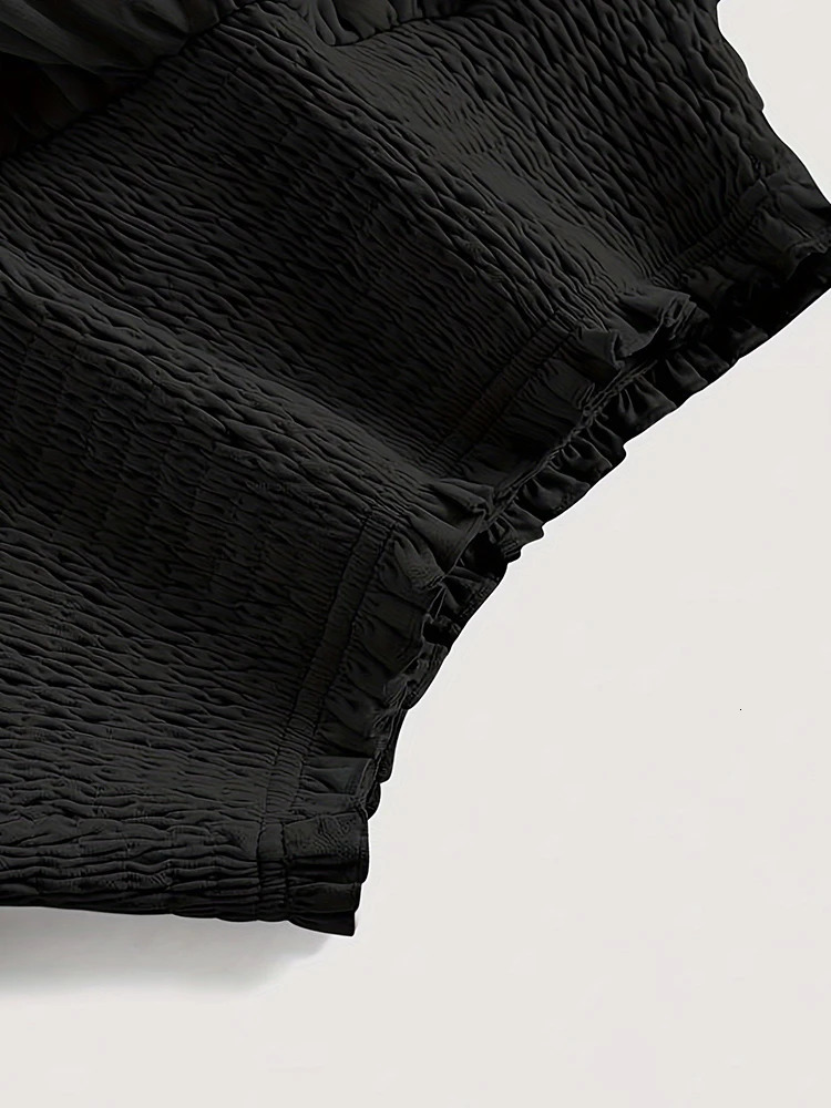 Elastic Waist Black Mini Kawaii Skirt Japanese Style School Y2k Aesthetic Ruffles Short Women Streetwear Traf 250121