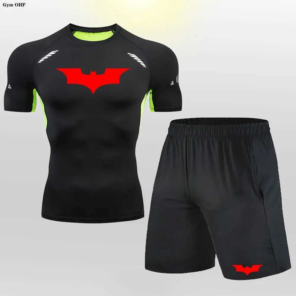 T-shirt shorts set mens track and field suit bat compression gym tight set exercise jogging top sportswear X250129