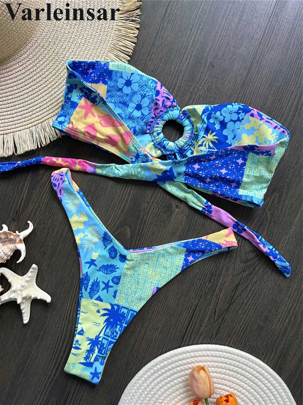 Sexy Colorful Floral Printed Bandeau Bikini Fe Swimsuit Women Swimwear Two-pieces Bikini set Bather Bathing Suit Swim V6137XJ250120