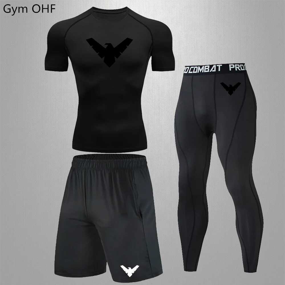 Nightwing Mens Compression Sportswear Suits Gym Tights Training Clothes Workout Jogging Running Set Rashguard Tracksuit For Men X250129