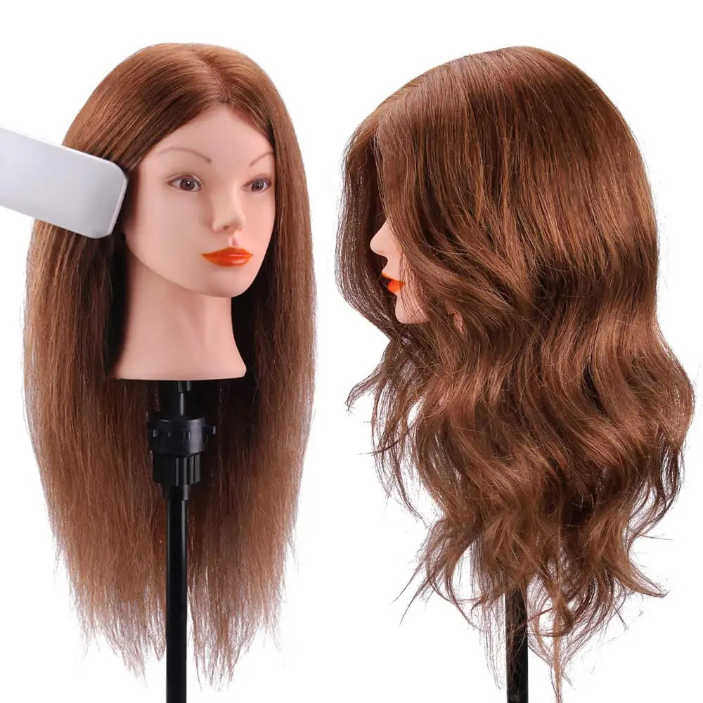 Hair Doll Head For Curling Straightening Dyeing Braiding Hairdressing Dark Brown Mannequin Head Training Head Kit 250114