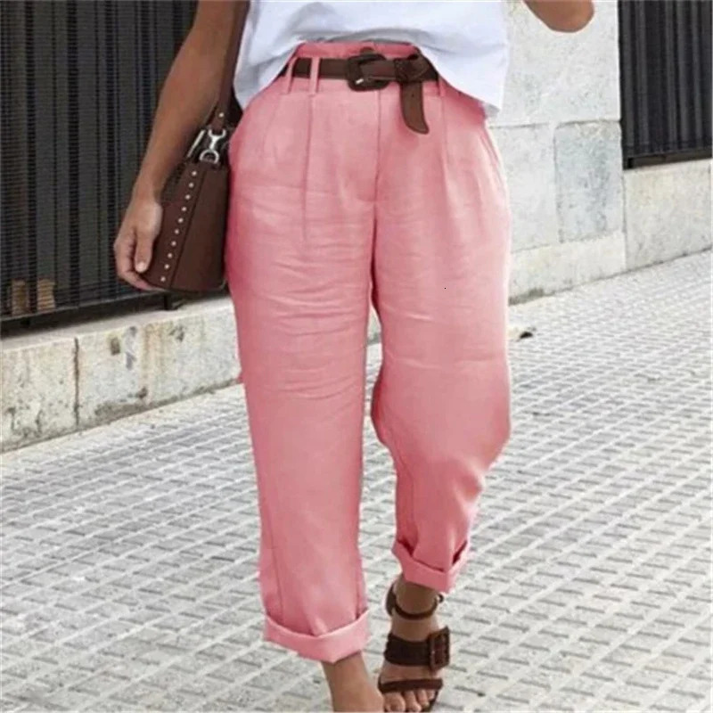 Women Clothes Spring Summer Retro Simple Casual Streetwear Pants Y2K Solid Loose High Waist Straight Trousers Cotton Pantalones 250117