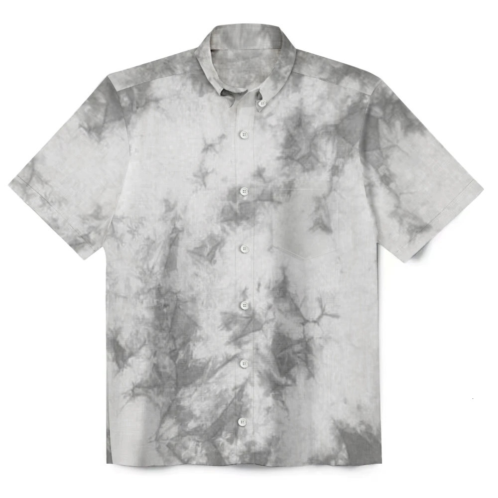 Customized Printed Men Short Sleeve Shirt n Your Own Tie Dye Pattern Simple y Button Up Tops Bamboo Cotton 250110
