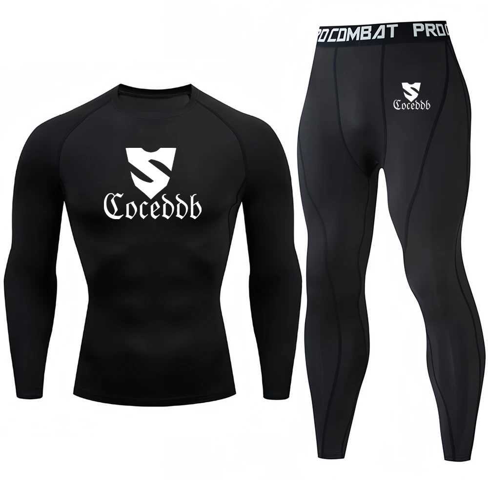 2pcs Mens Compression Sportswear Suit Gym Tight Sets Workout Jogging MMA Fitness Sports shirt+Pants Tracksuit Running Set X250129