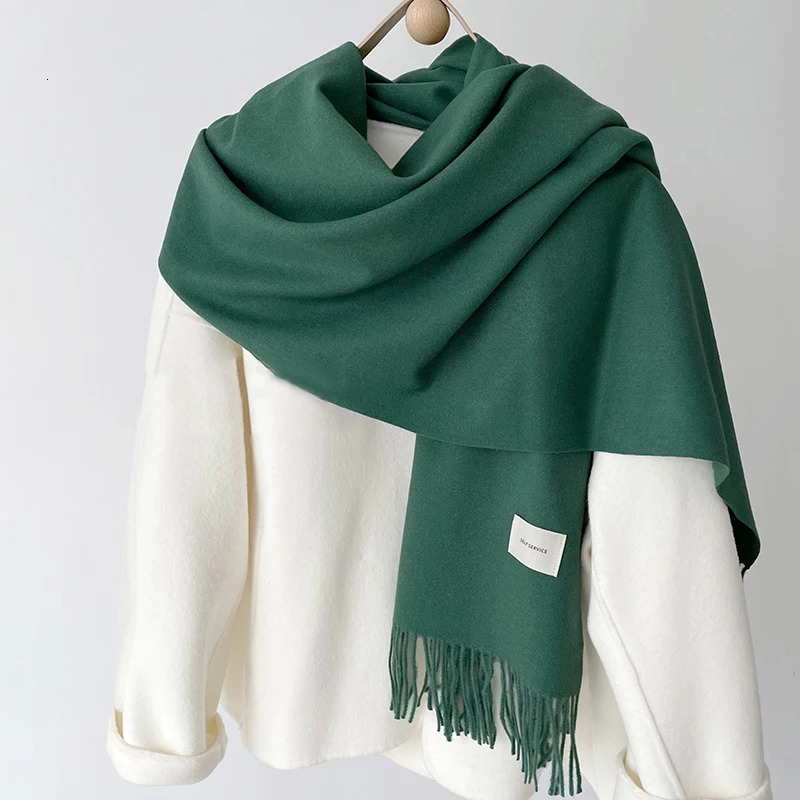 Luna Dolphin Women Winter Solid Color Scarf Imitation Cashmere Soft Brown White Warm Knitted Woolen Ins Neck Pashmina Big Shawl 250120