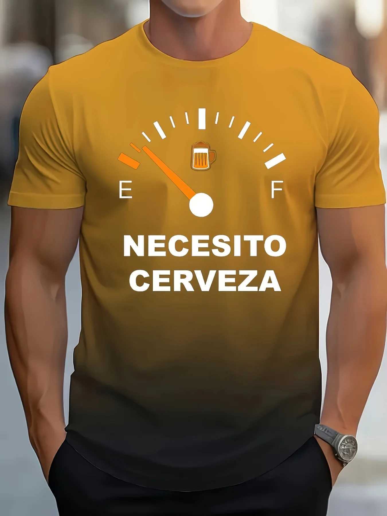 Mens T-Shir Gradient Color Beer Graphic Print Short Sleeve Crew Neck Tee Vacation Casual Mens Clothing for Summer Outdoor TopXJ250117