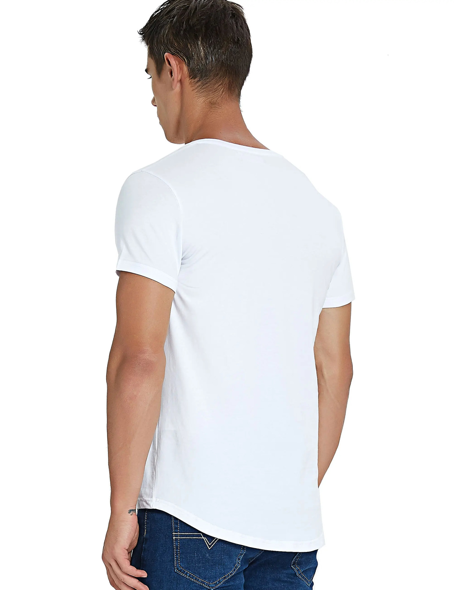 Stretch Deep V Neck T Shirt for Men Low Cut Vneck Vee Top Tees Slim Fit Short Sleeve Fashion Male Tshirt Invisible Undershirt 250110