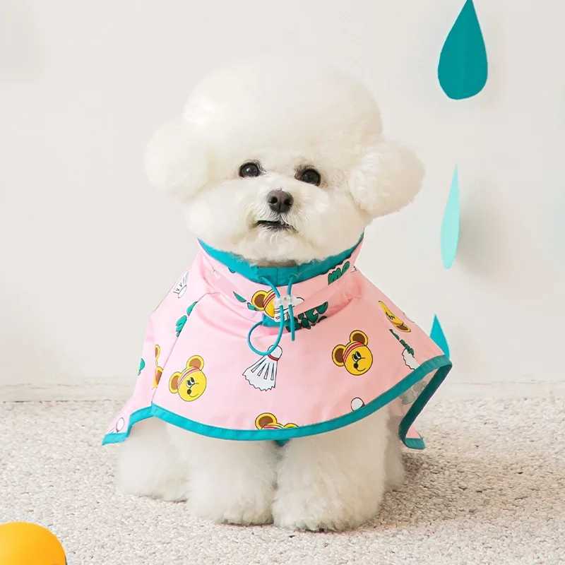 INS Cartoon Pet Dog Waterproof Raincoat Pet Clothes for Dogs Clothes Hooded Dog Raincoat Leashable Puppy Bichon Teddy Dog ClotheXJ250121