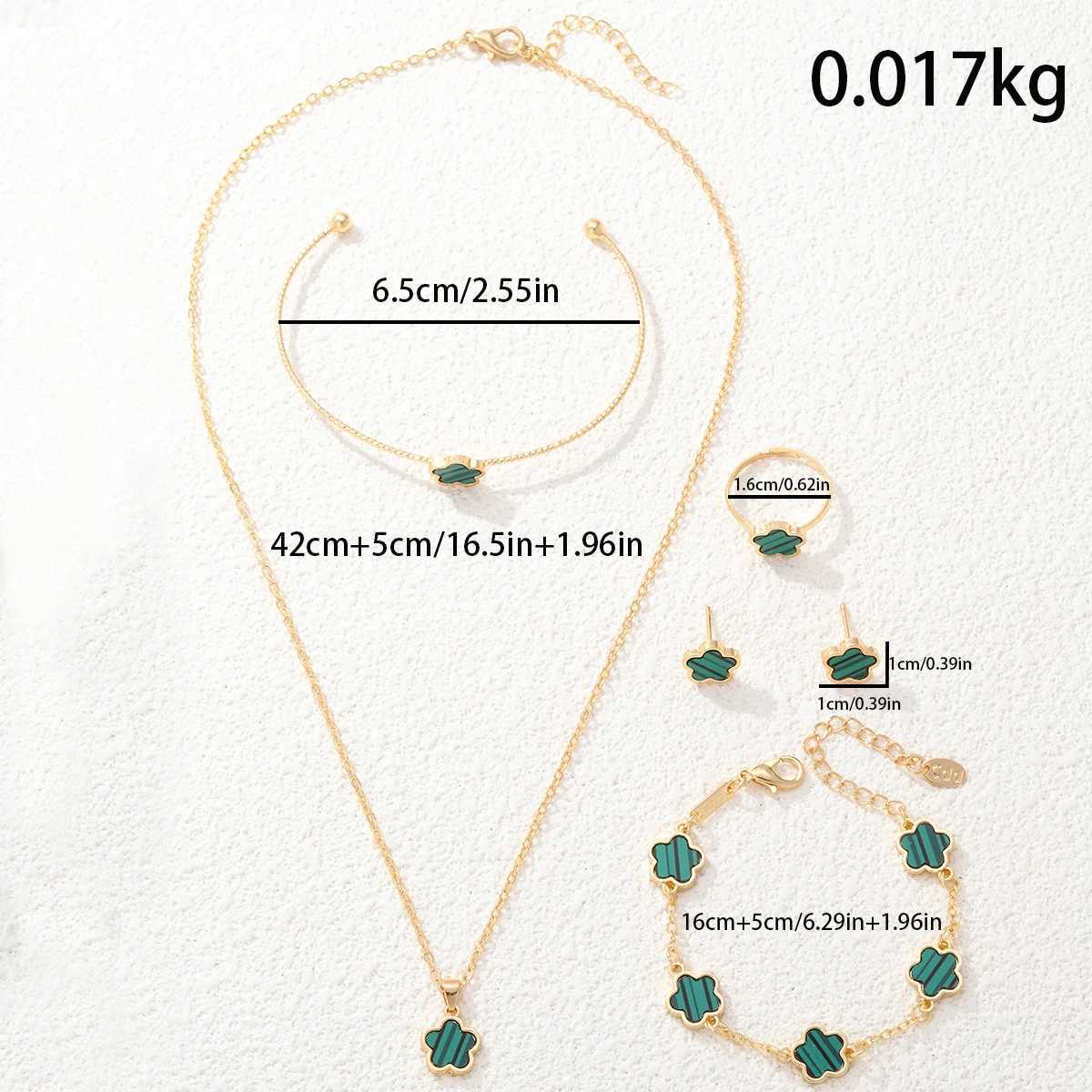 New Trend 5Pcs/Set Luxury Plant Petal Five Leaf Jewelry Set Used for Lucky Necklace Bracelet Set Party Gift X250129