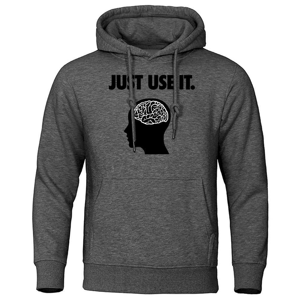 Juse Use It -Your Brain Hoodie Male Vintage Oversize Hoody Autumn Casual Loose Sweatshirt Simple Soft Warm Women TracksuitXJ2500118