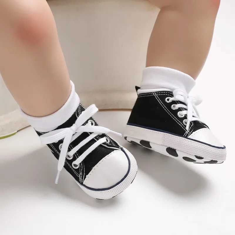 Baby canvas classic sports shoes newborn boys and girls printed celebrity first walking shoes baby anti slip baby shoes X250129
