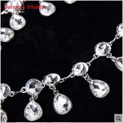 Crystal Rhinestone Camellia Woman Dress Belt Belly Dance Waist Chain Silver Flower 250117