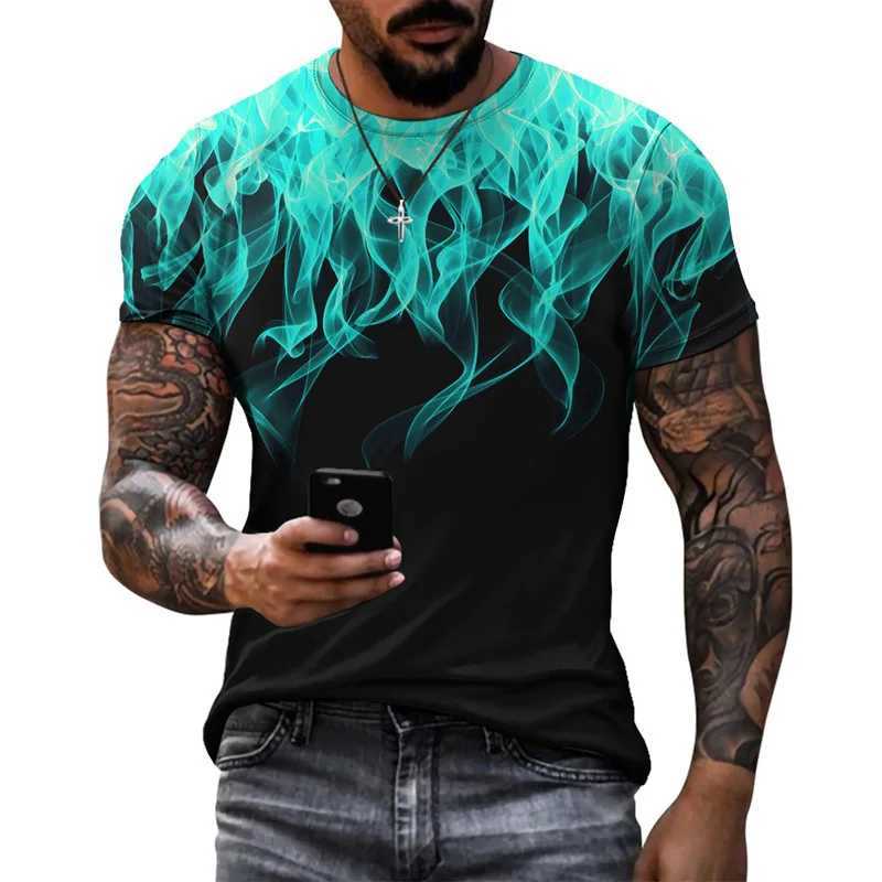 Summer Fashion Personality Flame graphic t shirts For Men Casual Hip Hop Harajuku Sports Tees 3D Leisure Print Short Sleeve TopsXJ250117
