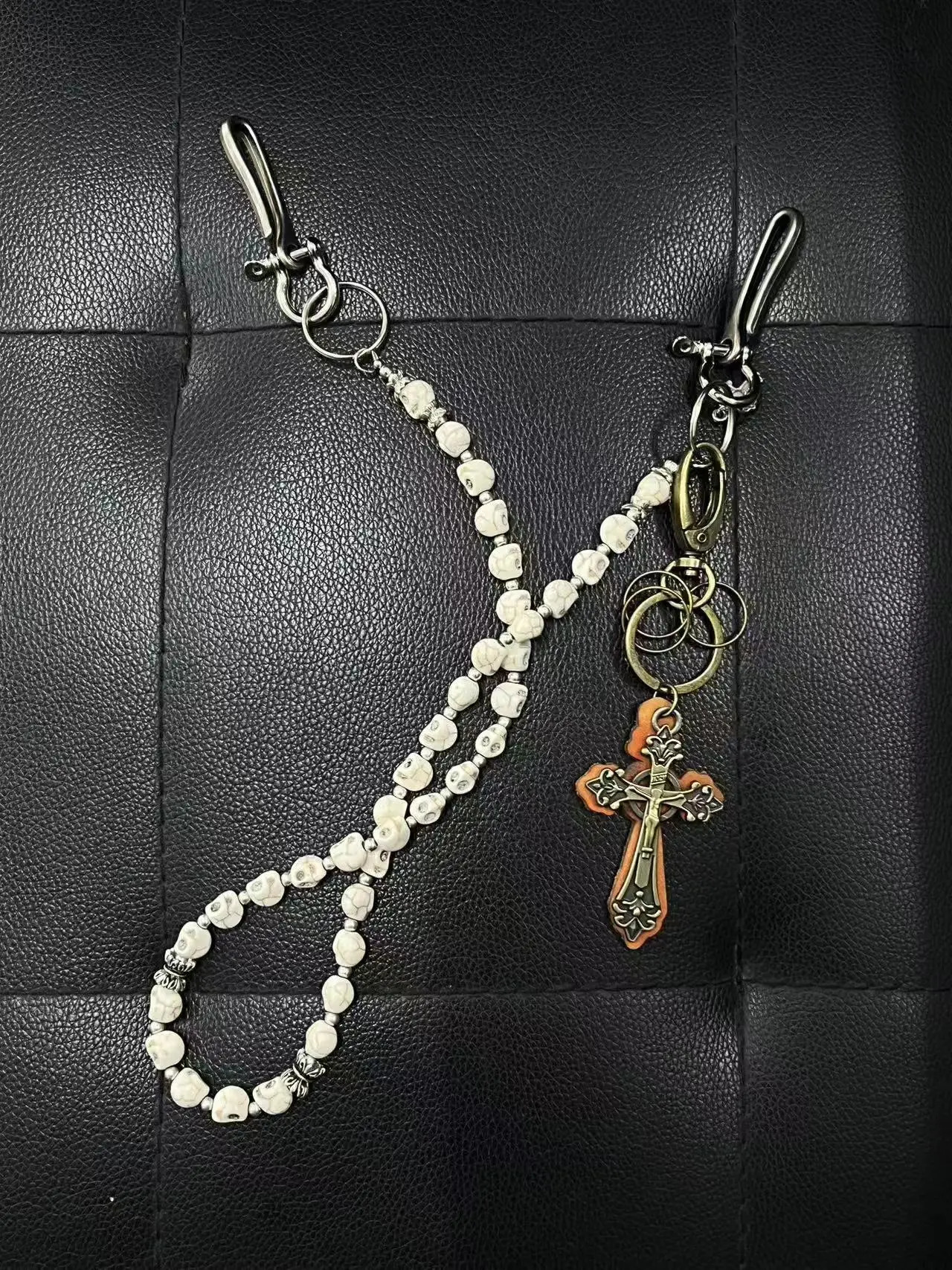 Ainworth Retro White Skull Beaded Pants Chain Bag Hanging Chain Niche Cross Waist Chain Cowboy Accessories 250122