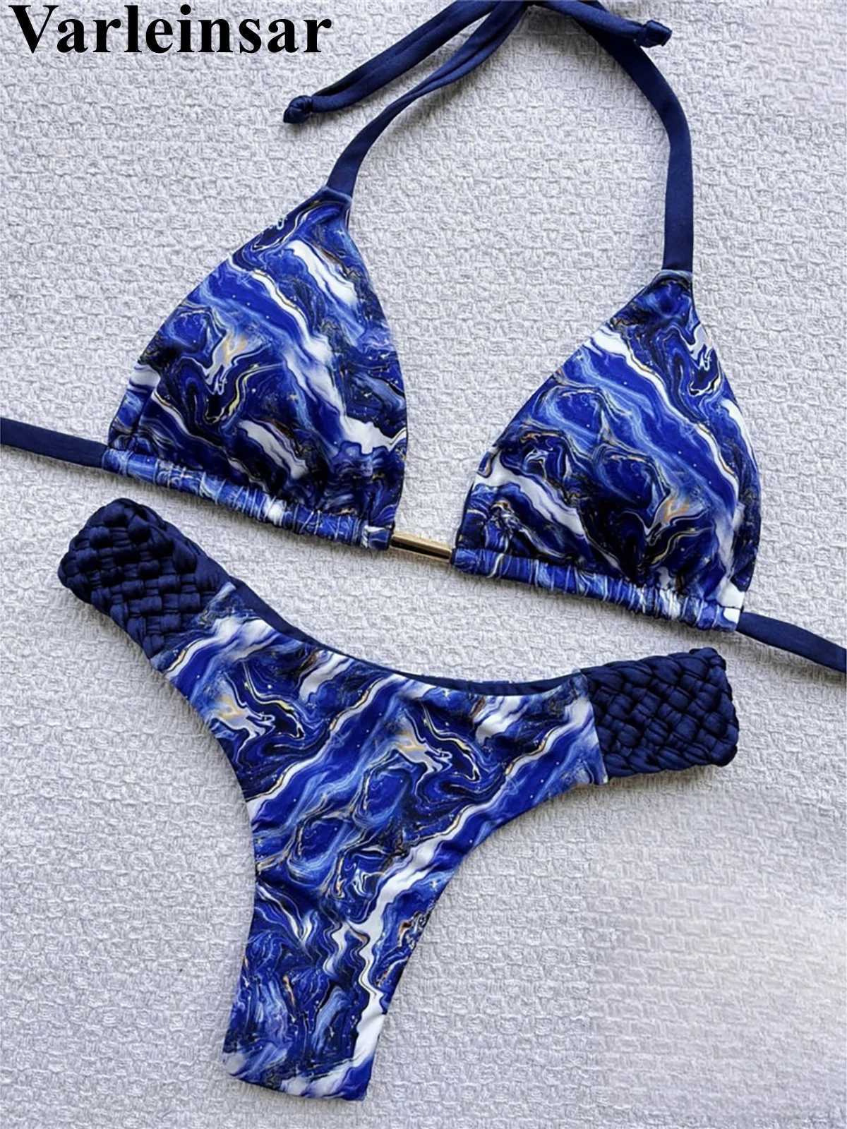 Printed Halter Mini Thong High Cut Bikini Fe Swimsuit Women Swimwear Two-pieces Bikini set Bather Bathing Suit Swim V6089XJ250120