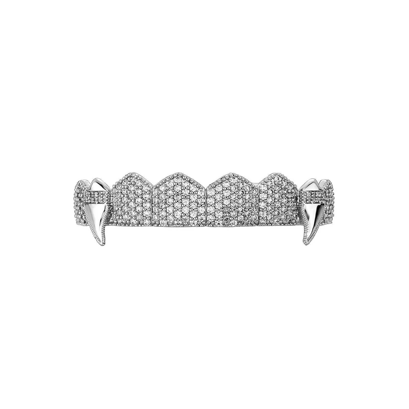 Gold Plated Iced Out Micro Pave Teeth Grillz For Men AAA Cubic Zirconia Grills Set Man Women Dental Jewelry GiftsXJ250114