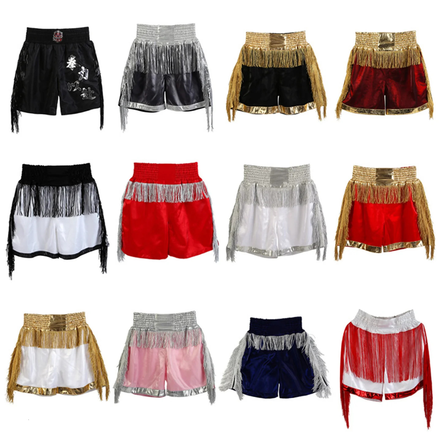 Customized Blank Tassel Muay Thai Shorts Relay Adult and ren Boxing Gym MMA Sanda Fighting Training Half Pants 250109