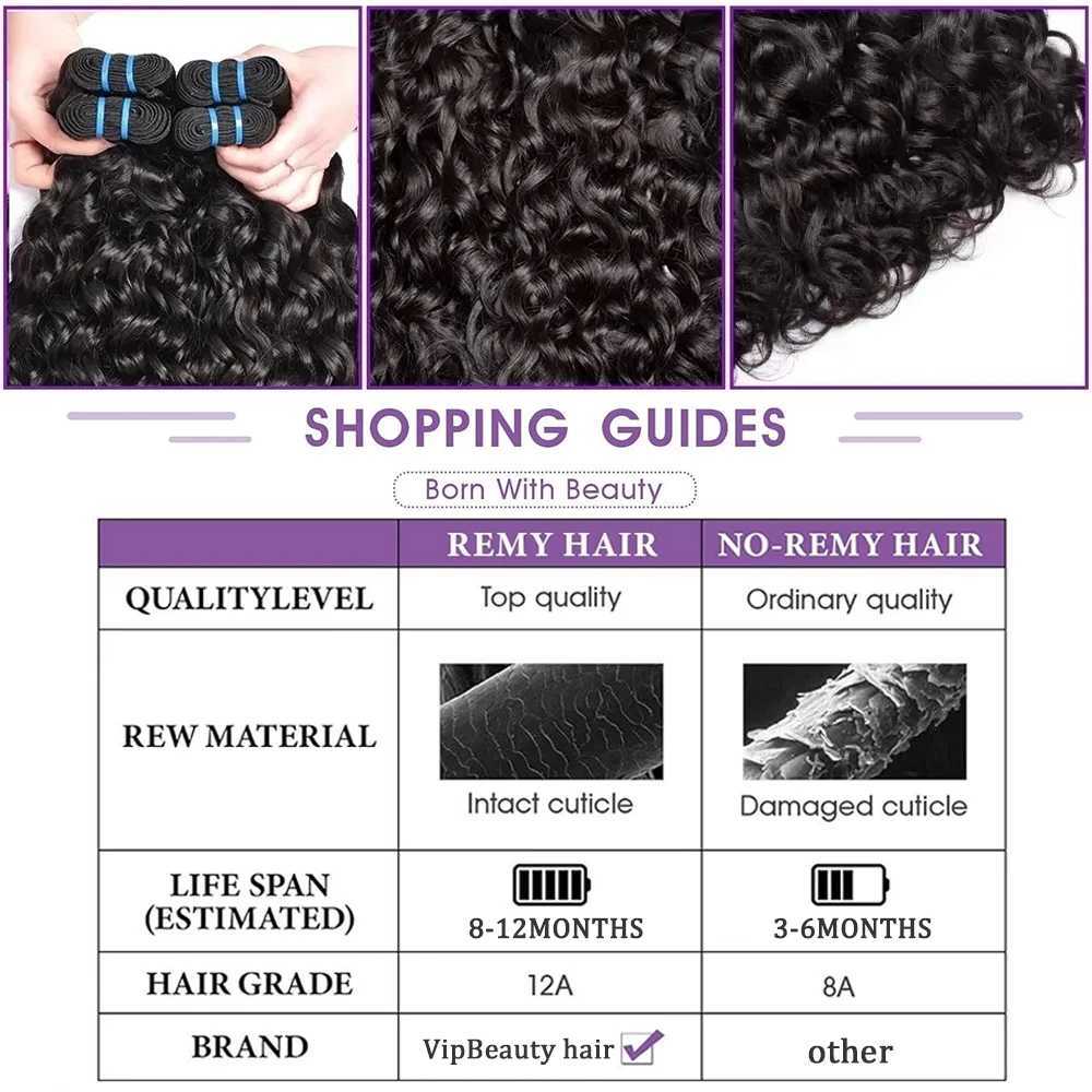 12A Water Wave Bundles With Lace Clo 3Pcs Human Remy Hair Bundle 4x4 5x5 HD Transparent Lace Clo Bundles Natural ColorXJ250120