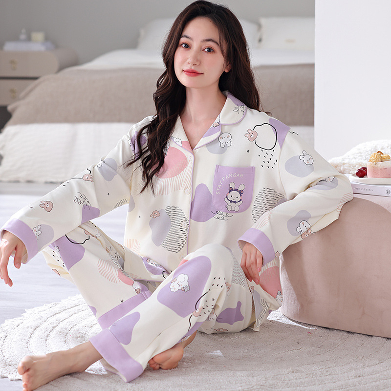 New best-selling pajamas women's spring and autumn cotton long-sleeved new high-end loungewear autumn and winter suit