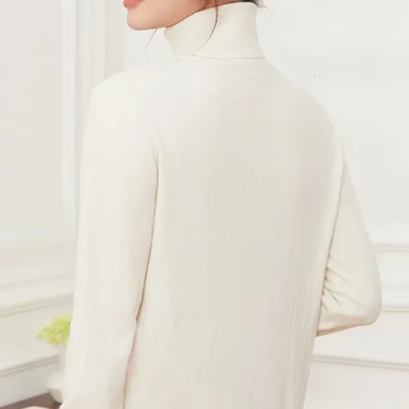 Autumn Winter Half High Neck For Women Sweater Vintage Basic Solid Knitted Tops Casual Slim Pullover Sweaters