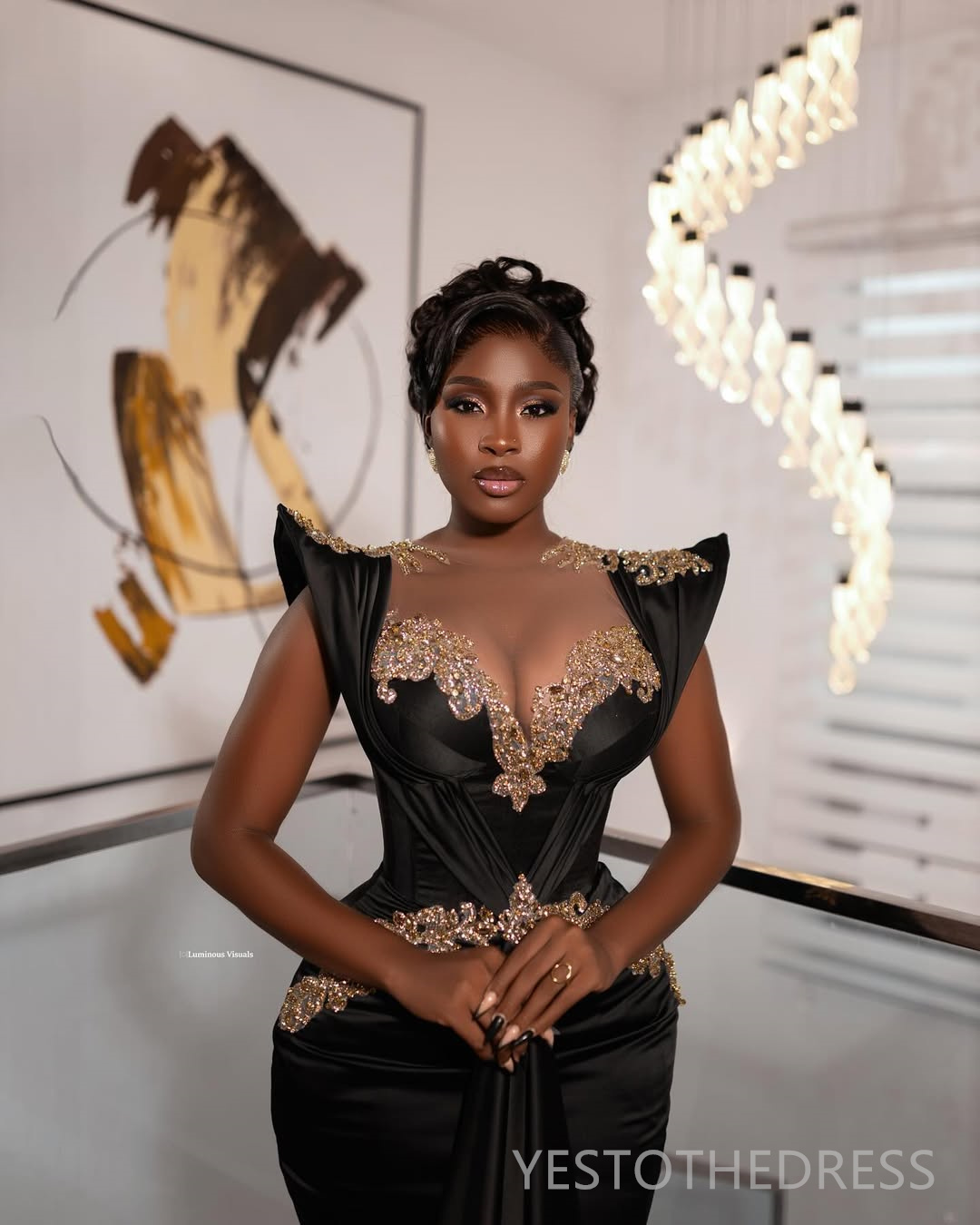 2025 Black Evening Dresses Prom Dresses Mermaid Gowns For Black Women Sheer Neck Illusion Appliqued Beaded Lace Birthday Party Dress Second Reception 