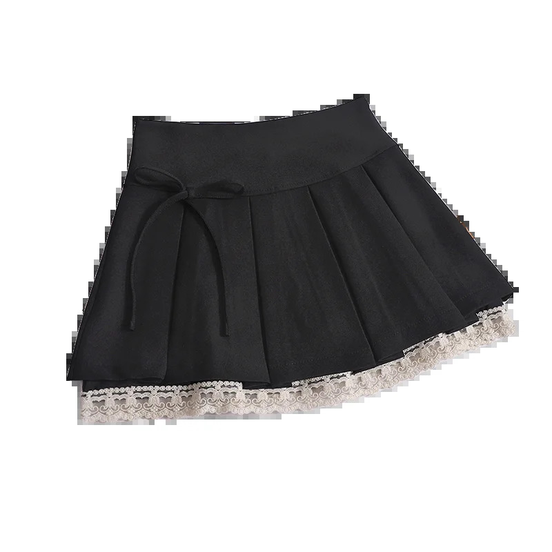 ITOOLIN Women Chic Lace Patchwork Mini Skirts High Waist Summer Thin Office Aline Sweet Preppy Pleated 2024 250121