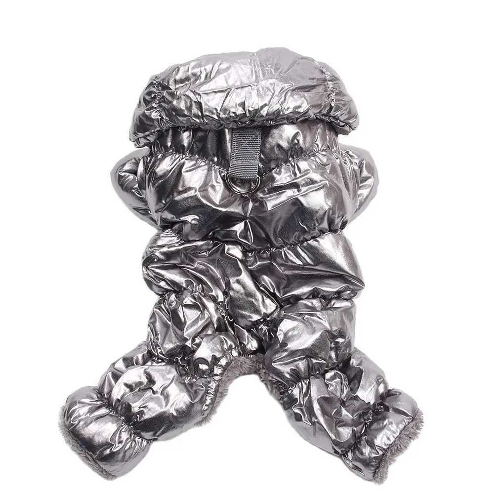 Dogs Cats Winter Jumpsuit with Leash Buckle PU Leather Waterproof Clothes Pet Puppy Coat Jacket Warm Outfit 4 ColoursXJ250121