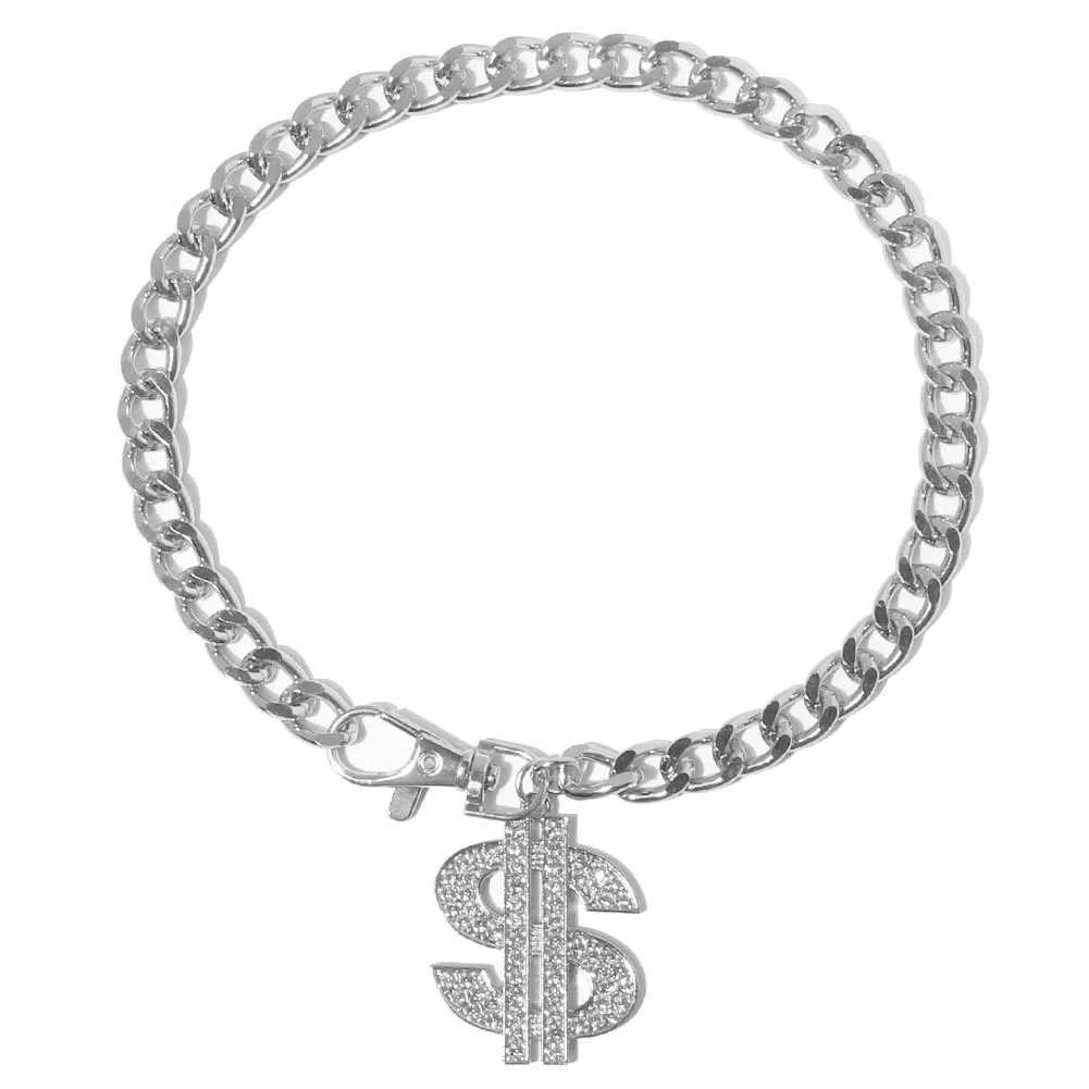 Luxury Dog Collar Necklace for Small Medium Dogs Dollar Sign Pendants Hip Hop Gold/Silver Plated Chain Jewelry Pet Accessories X250129