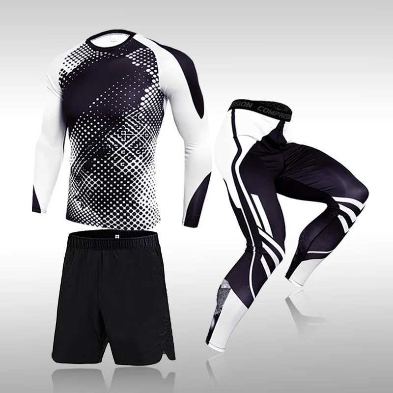 3 Pcs Set Mens Workout Sports Suit Gym Fitness Compression Clothes Running Jogging Sport Wear Exercise Rashguard Men X250129