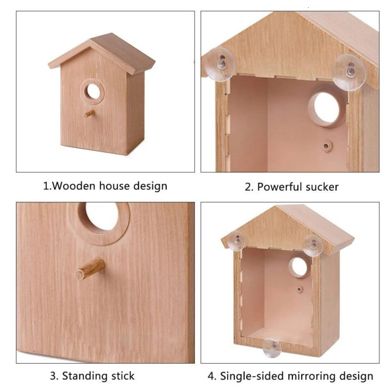 Bird House with Strong Suction Cup for Outside See Through Plastic Birdhouse Outdoors Bird Nest for Garden Window 250121