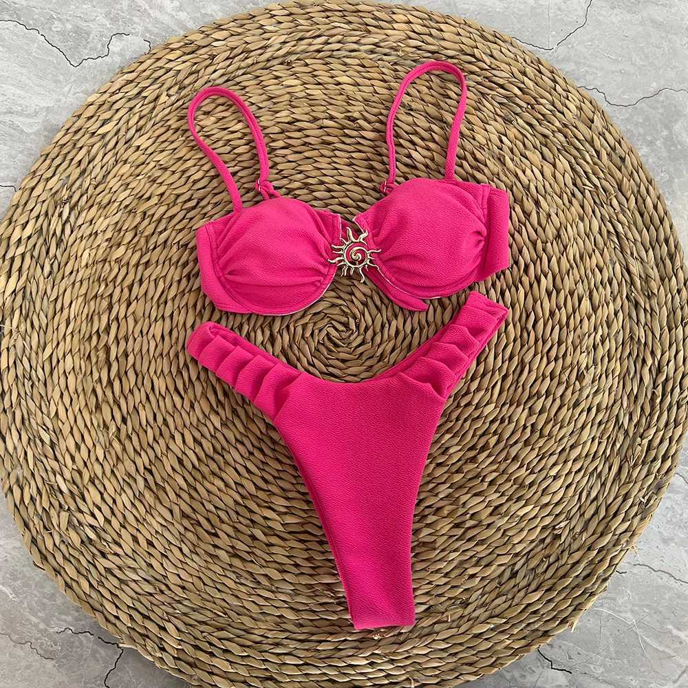 Push Up Bikinis 2025 Sexy Women Swimsuit Swimwear Fe White Thong Bikini Set Biquini Bathing Suit Swimming Suits BeachwearXJ250120