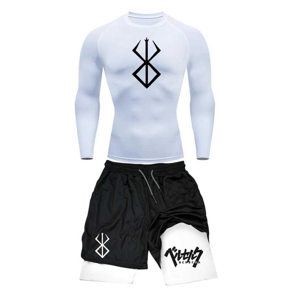 Fury Intestine 3D Printed Mens Compression Set Long Sleeve/Short Sleeve Gym Top+Exercise Short Sleeve Quick Drying Rush Protective Set X250129
