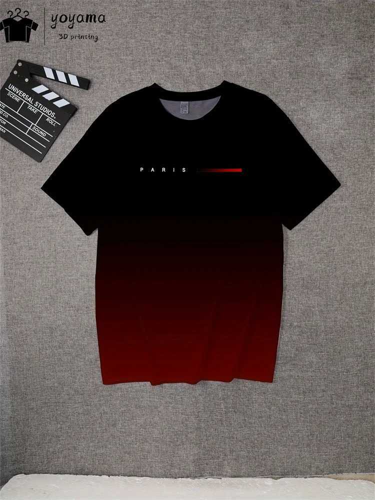 Summer Gradient Print T shirt Men Fashion Graphic T shirts 3D Print Mens Clothing Round Neck T-shirts for Men Street Rock TopsXJ250117