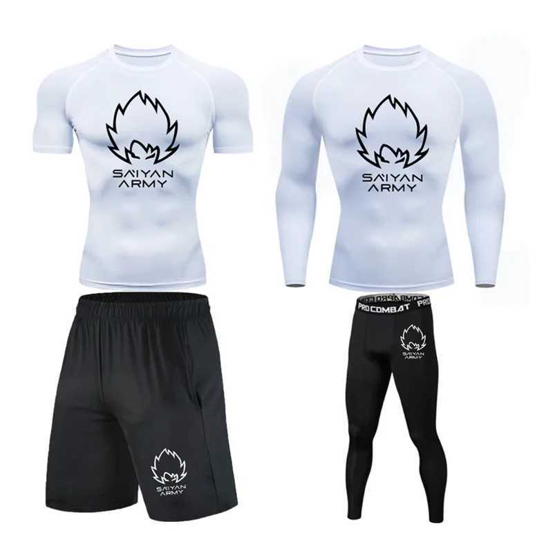 Brand mens running suit compression T-shirt tight pants sportswear gym jogging fitness sportswear training Rashguard T-shirt mens MMA X250129