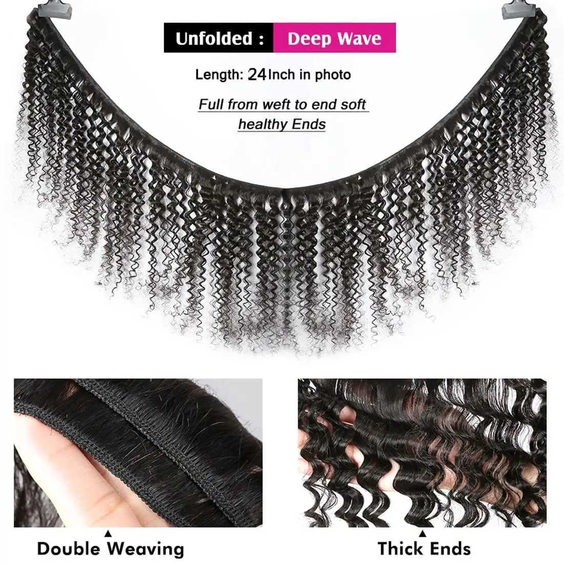 Deep Wave Bundles with Clo 4x4 Lace Clo Brazilian Remy Wet and Wavy Bundles With Clo Natural Color for Black WomenXJ250120