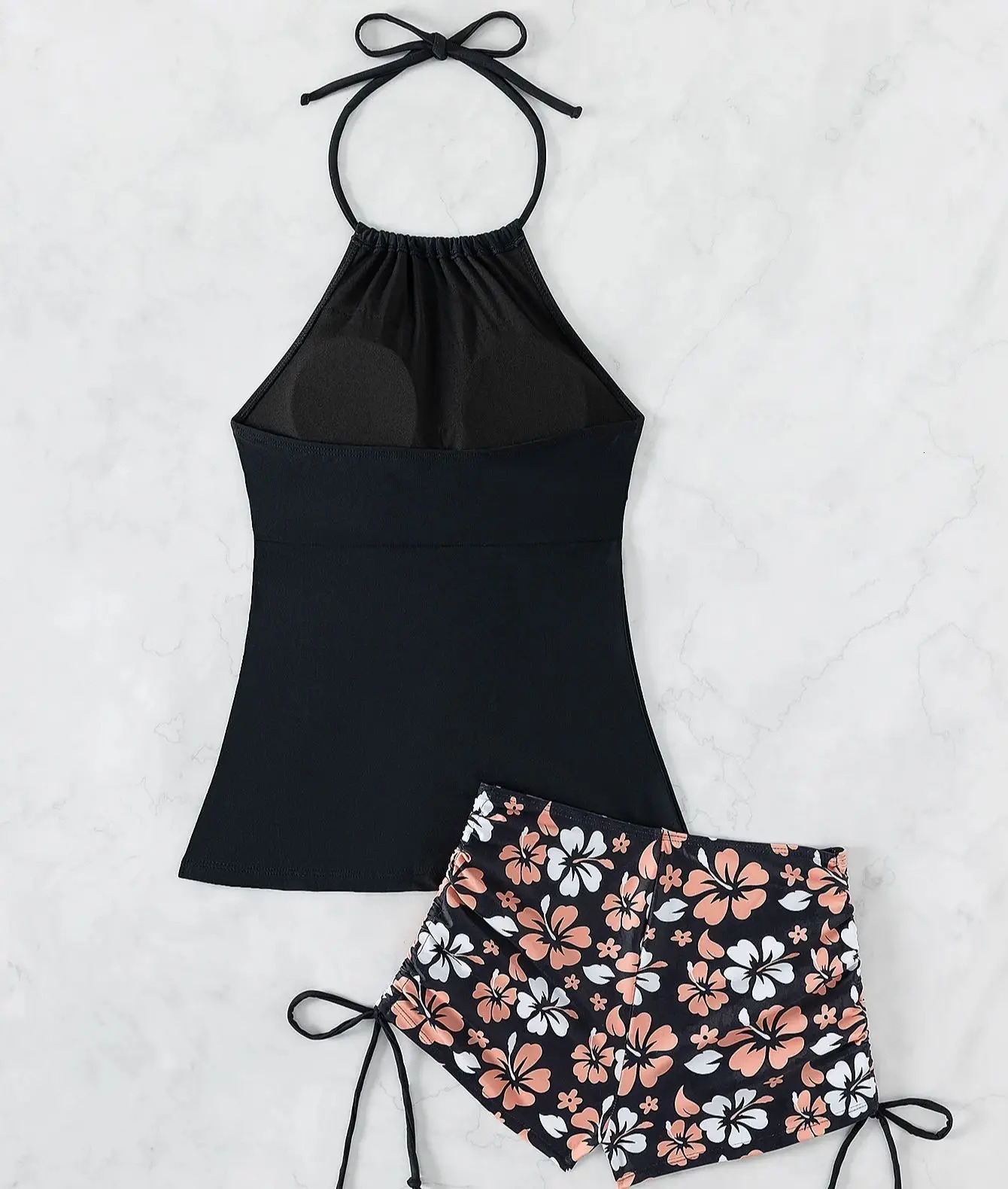 Ladies Tankini Set Neck Strap Printed Women Swimsuit 2 Pieces Briefs Side Drawstring Black Tankini Female Ambiance Blazer 250122