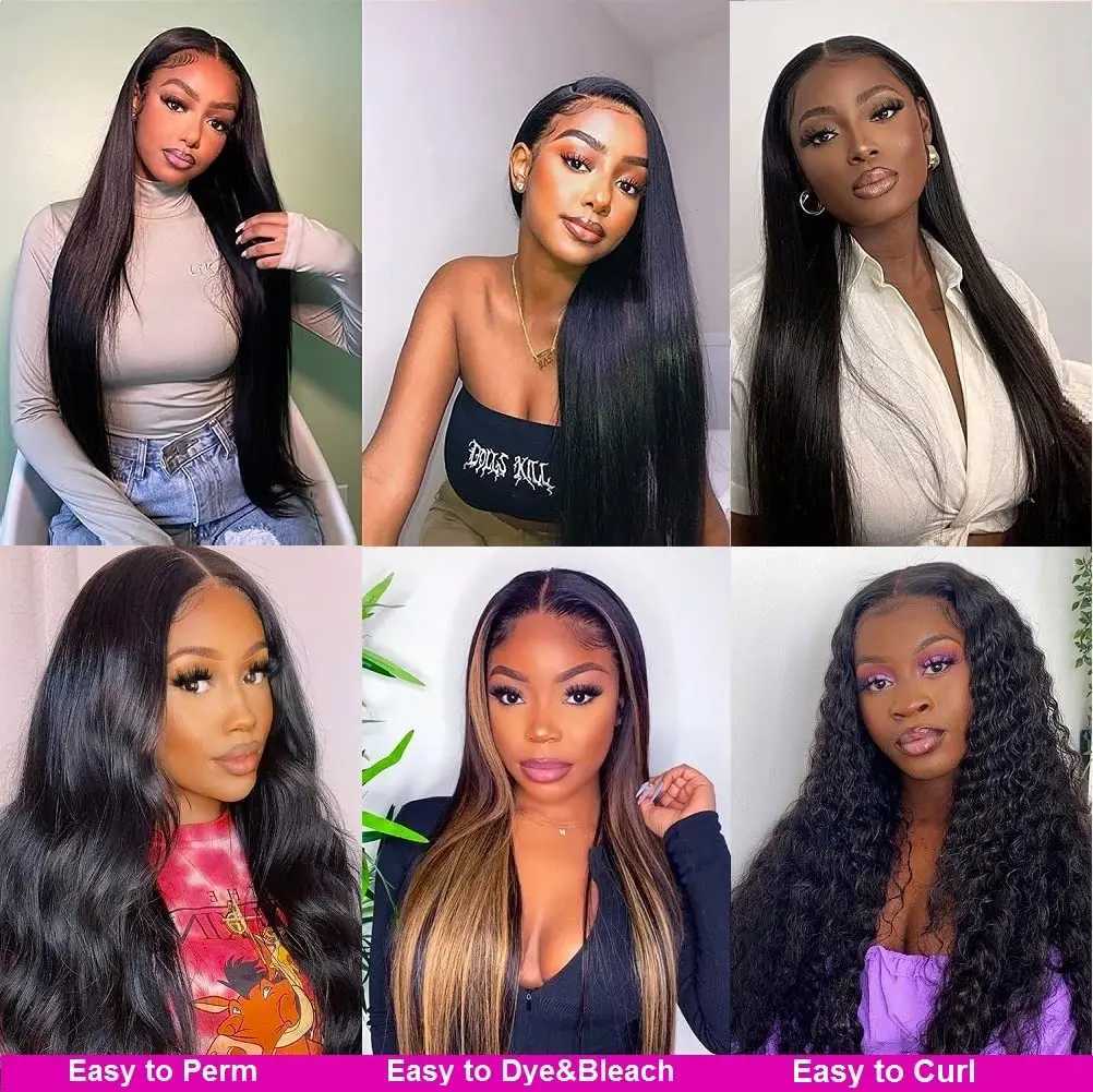 Bone Straight Bundles With Clo Brazilian Hair Weave 3/4 Bundles With Clo Frontal Human Hair Bundles With 13x4 FrontalXJ250120
