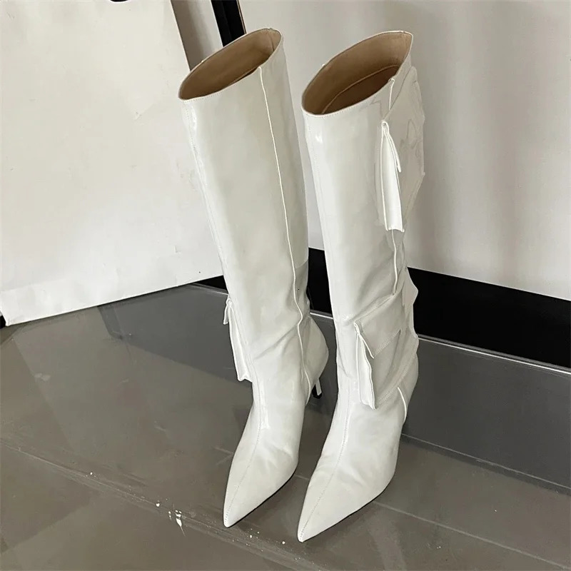 Eilyken 2025 Winter BIG Szie 43 Women Knee-High Boots Sexy Pointed Toe Thin Heels Stripper Shoes Largas De Mujer 250122