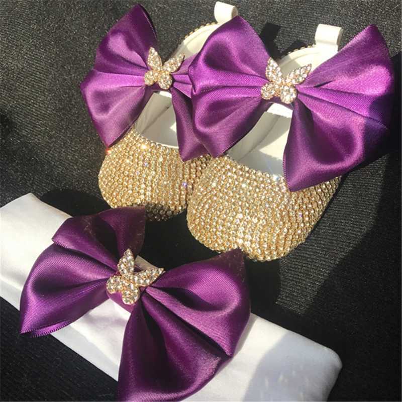 Bling Newborn Bridal Wedding Flower Dazzling Gorgeous Rhinestone accepts pictures handmade custom patterned pearl baby shoes X250129