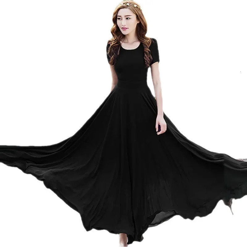 Elegant chiffon womens long dress beach dress custom fit smooth silhouette 250110