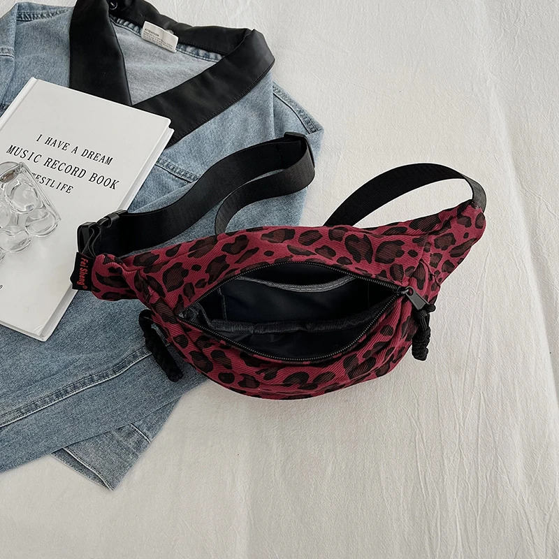 Fashion Leopard Print Waist Bag Street Trend Fanny Pack Woman Chest Pack Belt Bag Lady Shoulder Crossbody Bags 250122