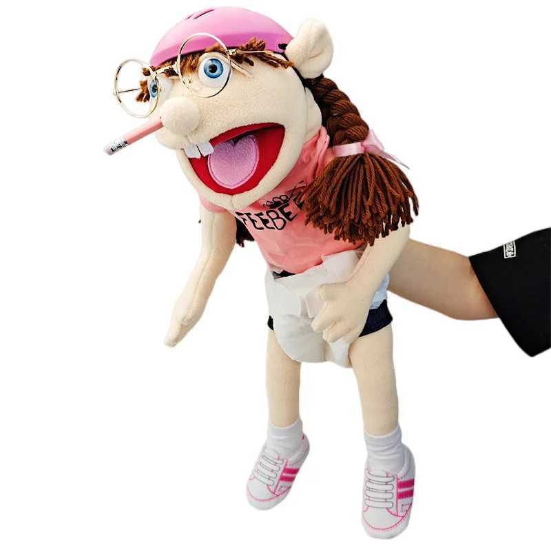 Large Feebee Hand Puppet Jeffy Sister Muppet Plush Toy Brother Talk Show Party Props Christmas Plushie Doll for Boys Girls Gifts X250129