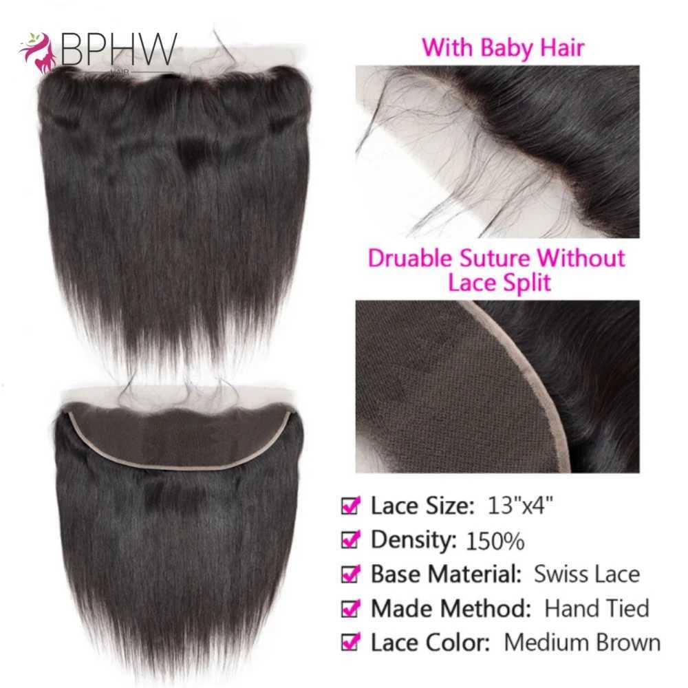 12A Bundles With Frontal 100% Human Hair Straight Peruvian Hair Natural Color Virgin Hair Bundles With Clo Brown Lace HairXJ250120