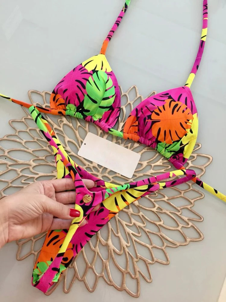 OIINAA Sexy Bikini Set Women Swimsuit Two-pieces Chic Printed Beachwear Summer 2025 Fashion Swimwear Bathing Suit Beachwear 250122
