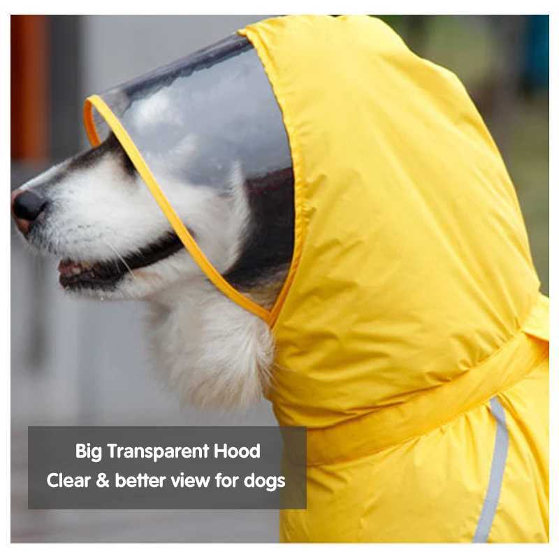 Dog Raincoat for Large Dogs Fully-Covered Hooded Waterproof Dog Rain Jacket with Removable Tail Cover Pet Clothes Husky SamoyedXJ250121