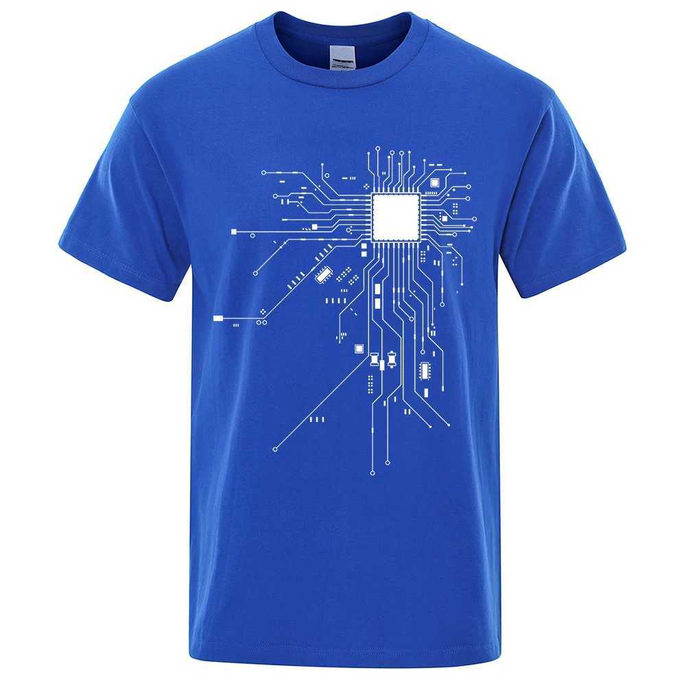 CPU Processor Circuit Diagram T Shirt Men Summer Cotton T-shirt Mens Funny Tops Fashion Tees Homme Brand Unisex Clothes C99XJ250117