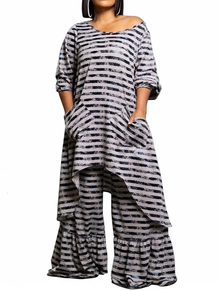 2 Piece Women Sets 2024 Arrival Plus Size Summer Matching Print Two Pieces Top Pants Suits Outfits Clothing 250122