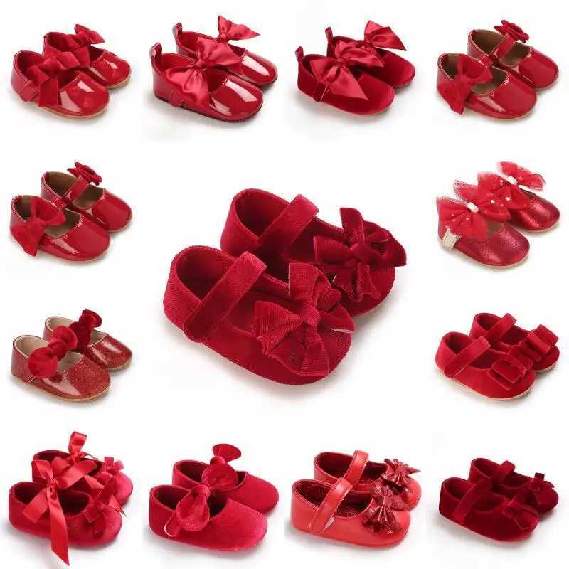 Spring and Autumn Girl Baby Shoes Classic Fashion Red Theme Cute Bow Princess Shoes Rubber Sole Anti slip Comfortable Walking Sh X250129